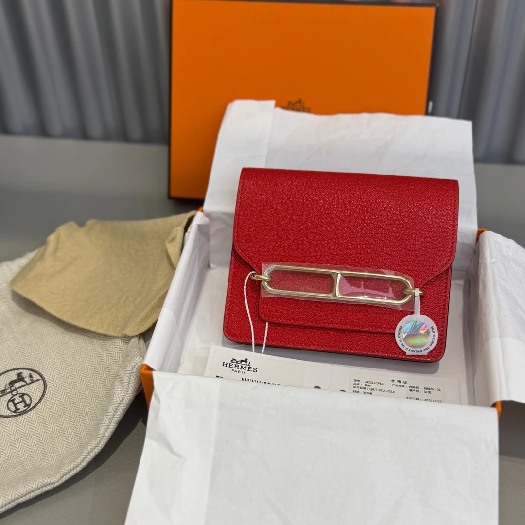 99新 Hermes/爱马仕 悦奢臻选/roulis slim/猪鼻子/红金/钱包/z刻