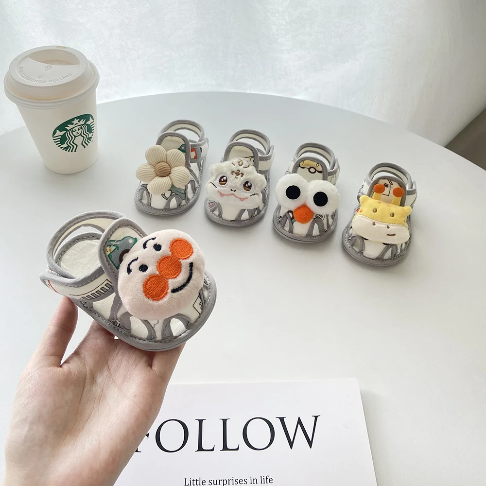 灰色婴儿凉鞋夏季小月龄婴幼儿0-6-12个月男女宝宝鞋子软底学步鞋