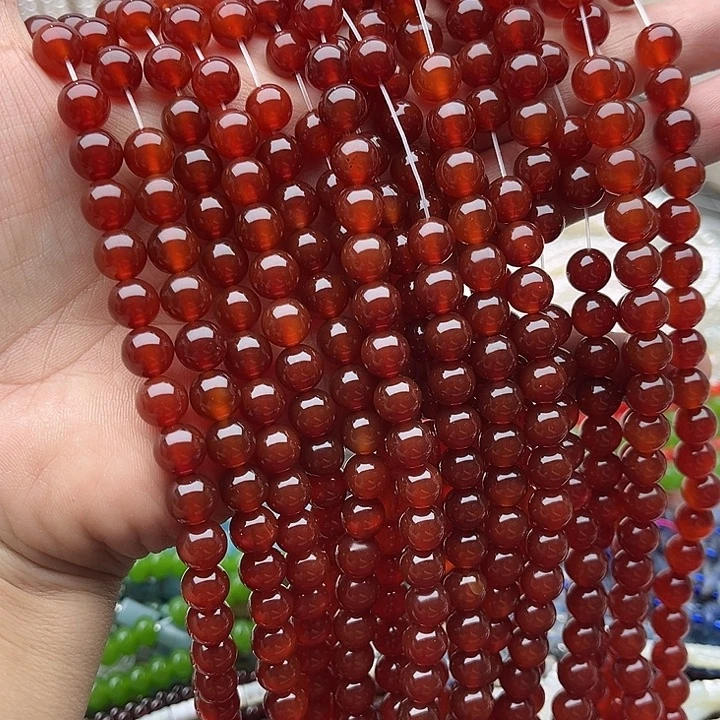 玛瑙/玉髓未镶嵌珠宝半成品一条8mm左右红玛瑙