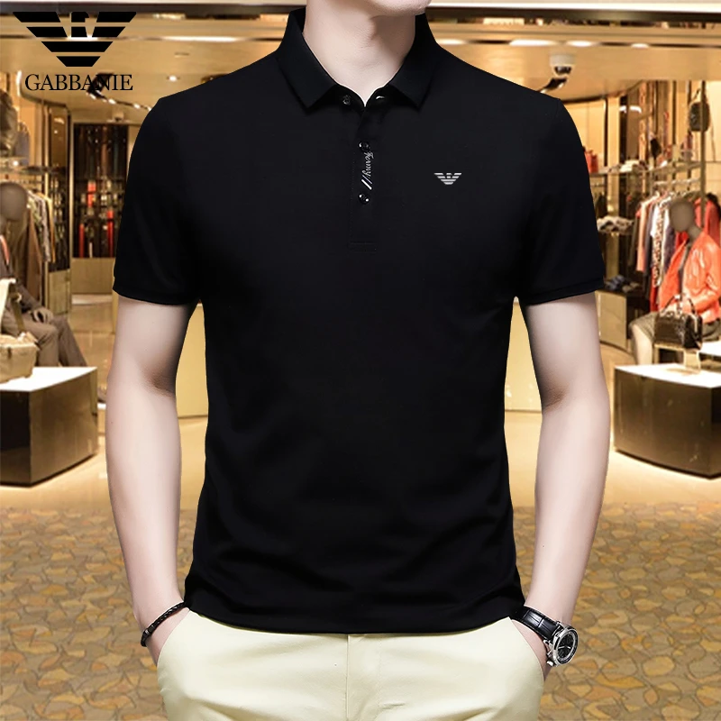 专柜正品夏季薄款冰丝短袖T恤男士商务休闲纯棉打底翻领POLO衫男