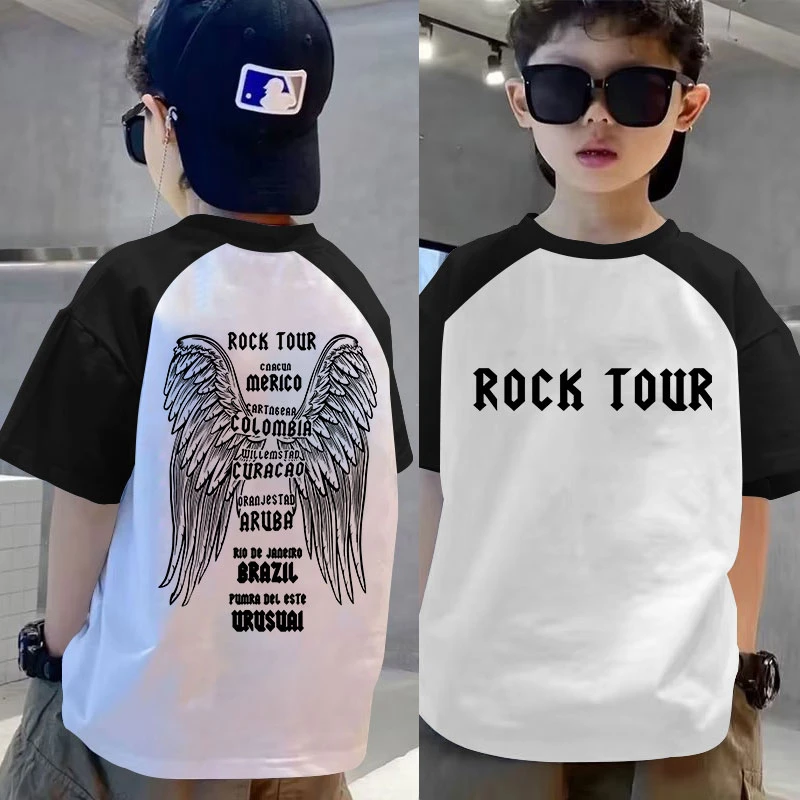 男童夏季短袖插肩T恤韩版男童夏季潮酷日系男孩痞帅圆宽松打底衫t