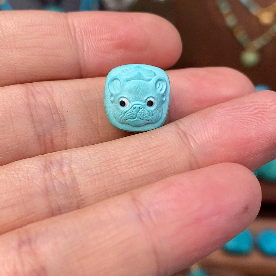 绿松石颈饰未镶嵌旺财配饰13×12.5