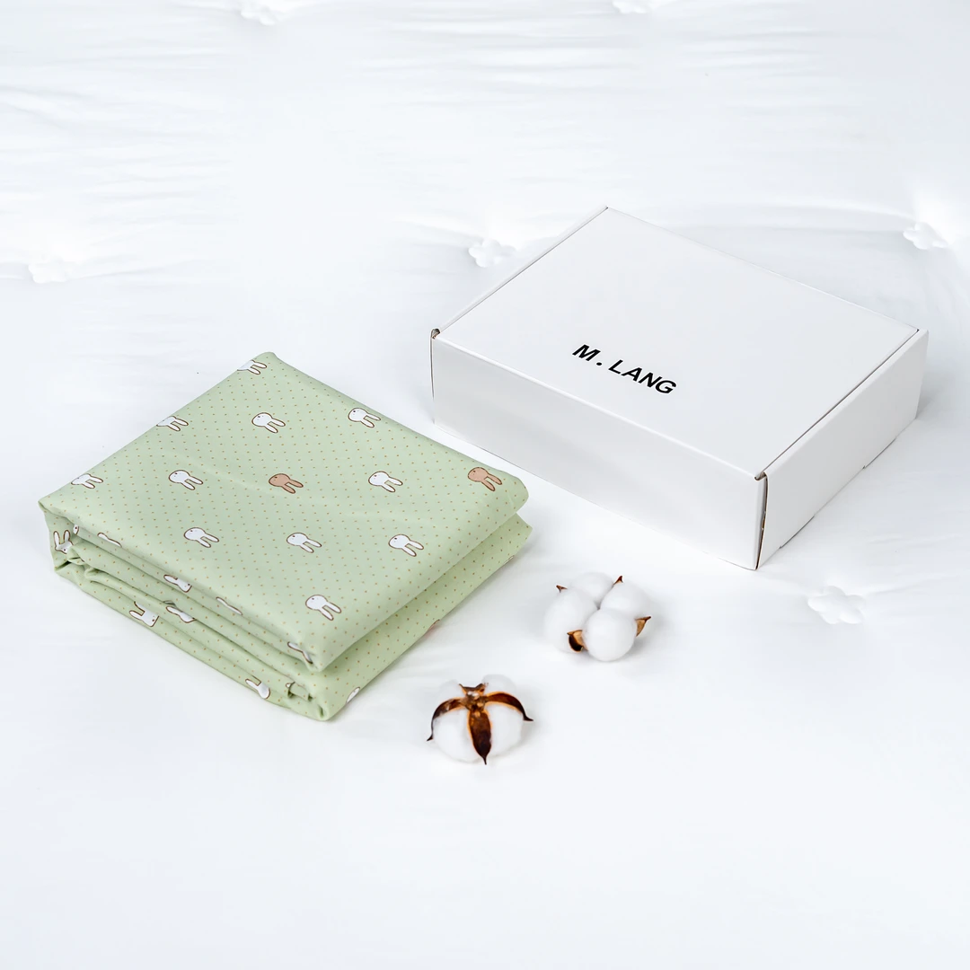 【M.LANG】纯棉 加厚细纱粗布 双人床单 230*250cm 绿点兔