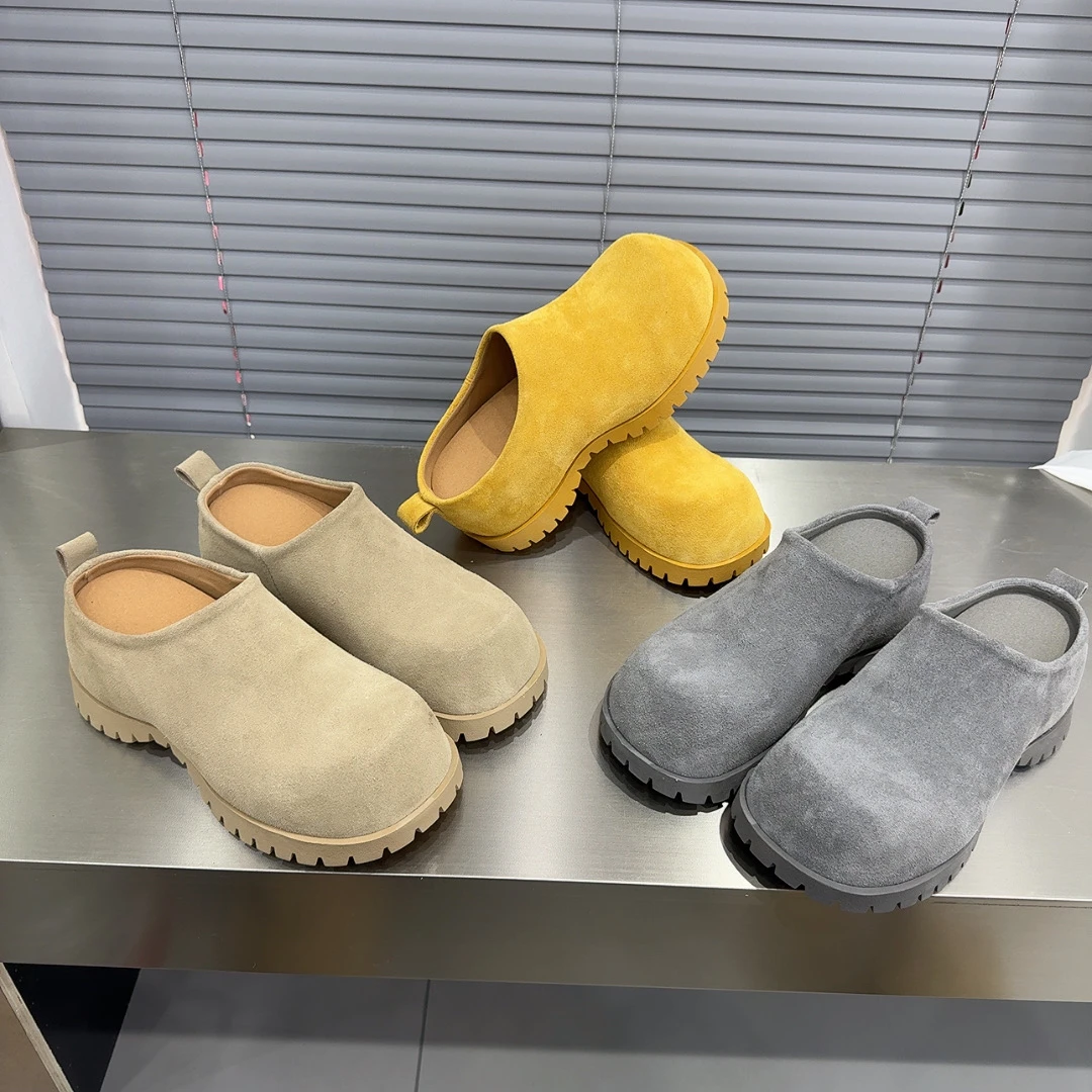 欧货包头勃肯鞋女2025新款内增高一脚蹬懒人厚底鞋复古大头拖鞋女