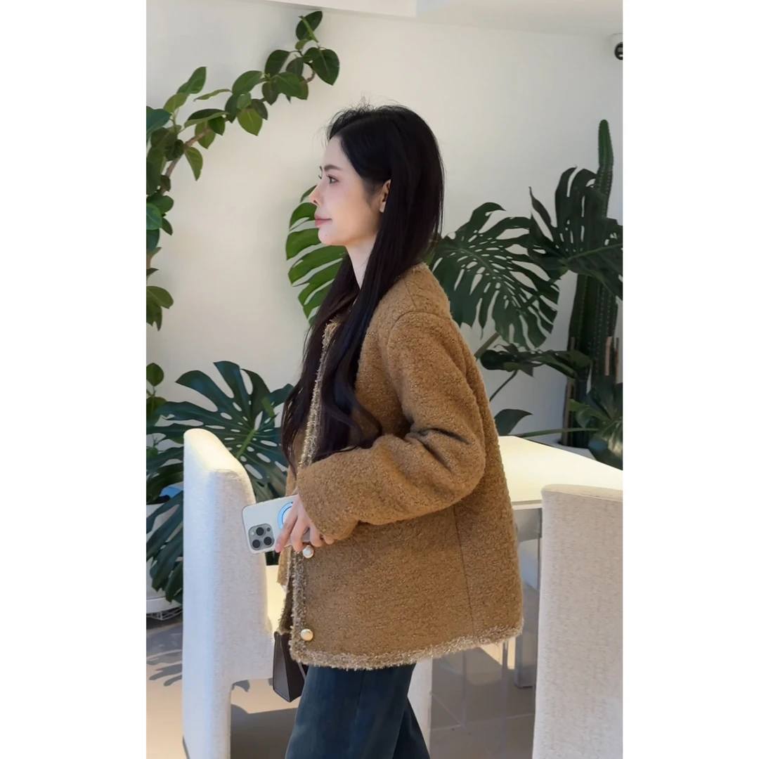 宿慕SUMU 精致丽人鹅绒羊毛小香风外套 2025秋冬通勤保暖Z7A0175