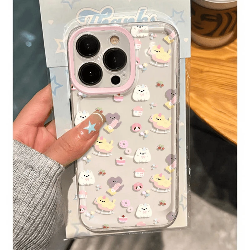 太空壳可爱小动物适用苹果14/13手机壳16promax透明软壳15 16精孔