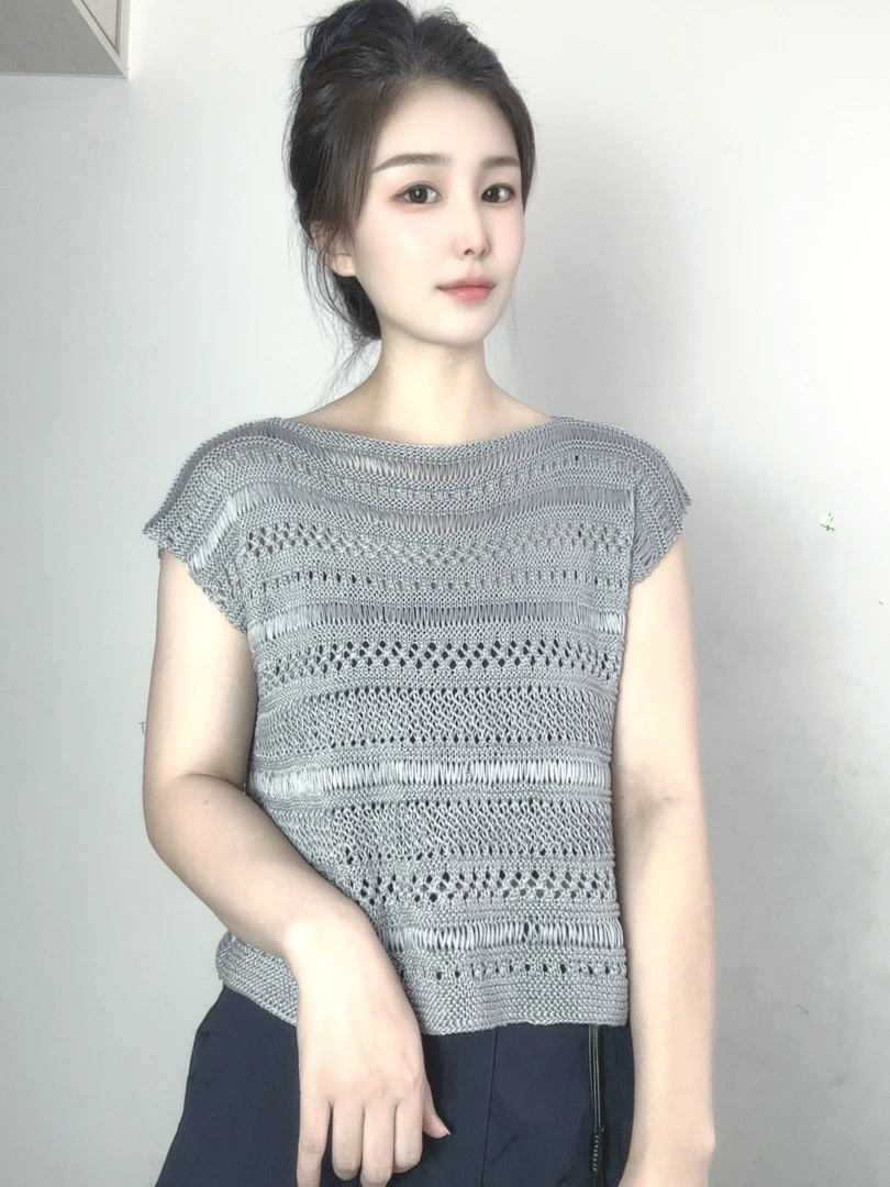 织蜜雪桑蚕丝莱塞尔手工编织线柔软透气夏季短袖纯棉