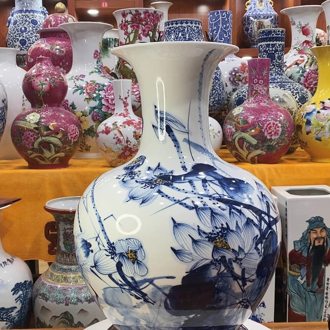 摆件开**心景德镇陶瓷青花赏瓶