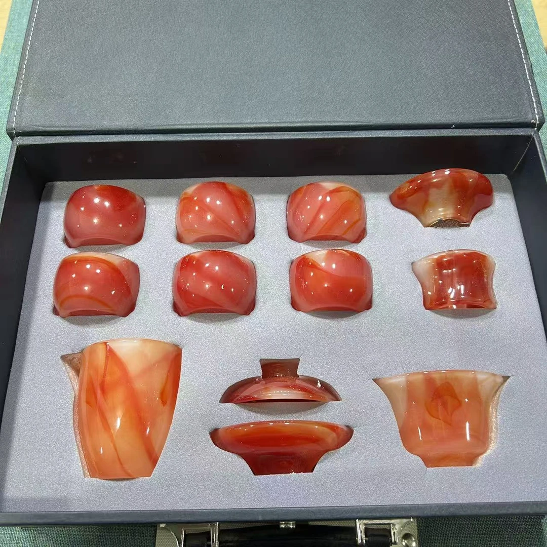 @@@@@@@@@@@@@@鸡血红红玛瑙琉璃茶具套装