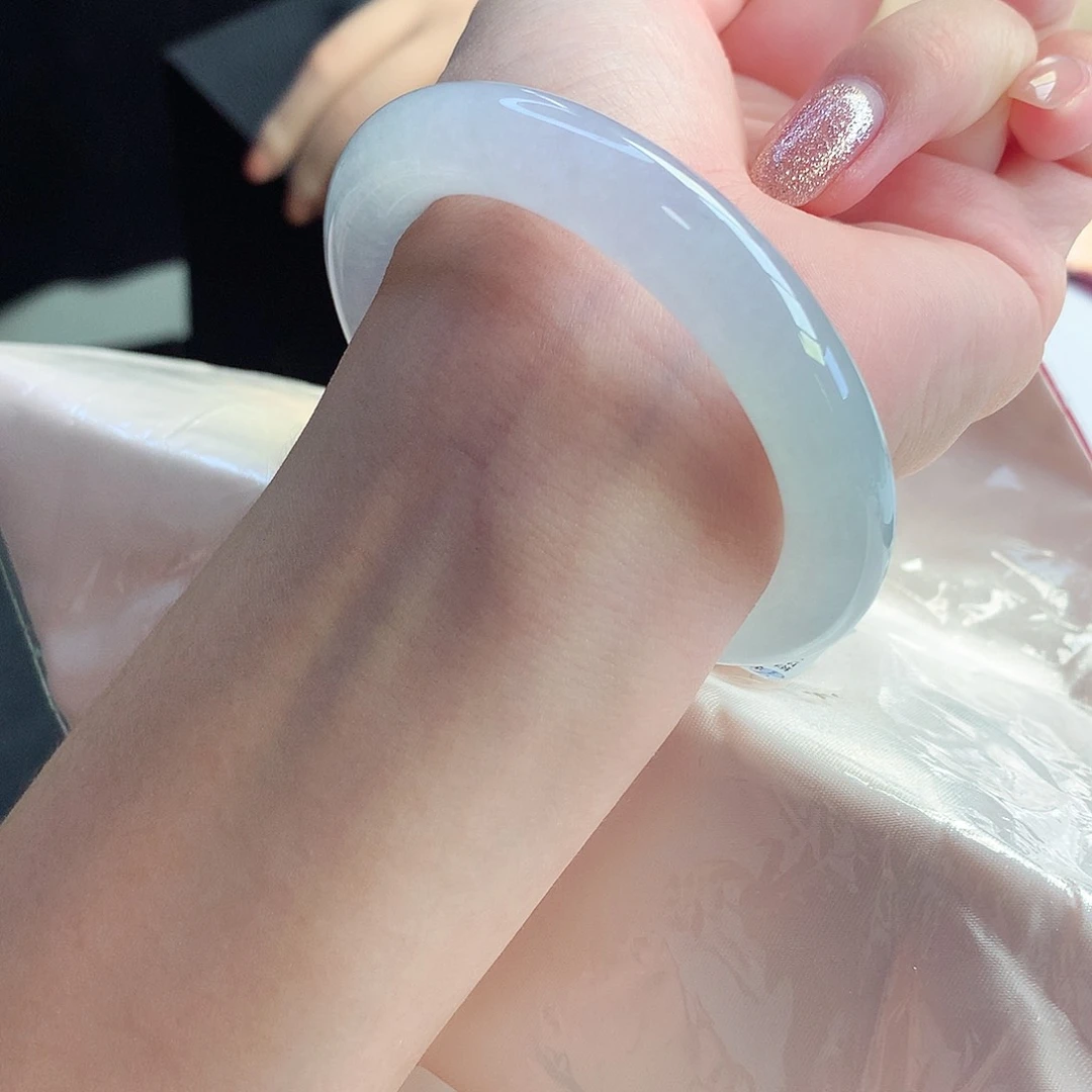 未镶嵌手镯翡翠天然A货翡翠53/54冰春彩小胖墩