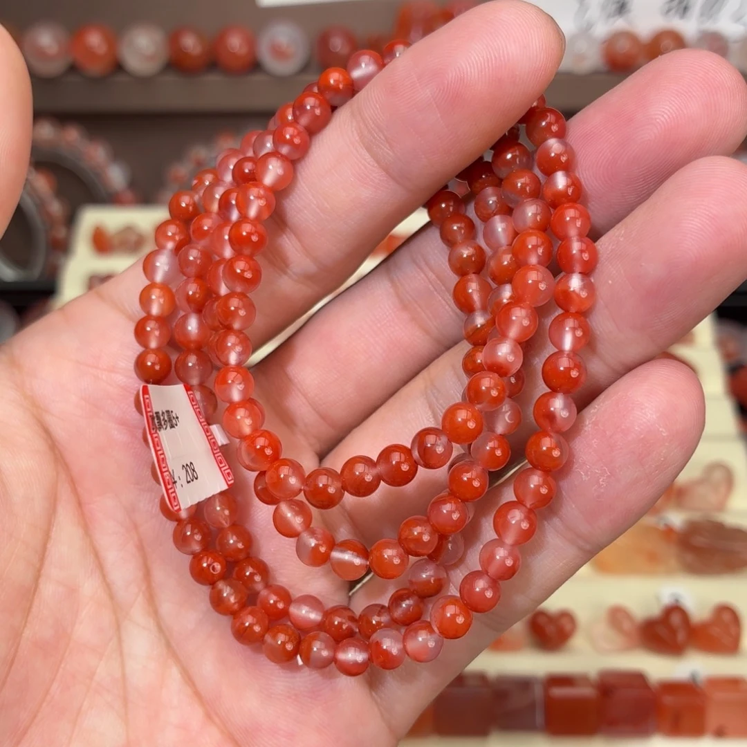 南红玛瑙未镶嵌川料冰飘红多圈5+