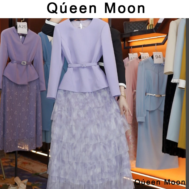 编码A60【QúeenMoon】经典轻奢百搭气质连衣裙拼接长裙 (定制女装)