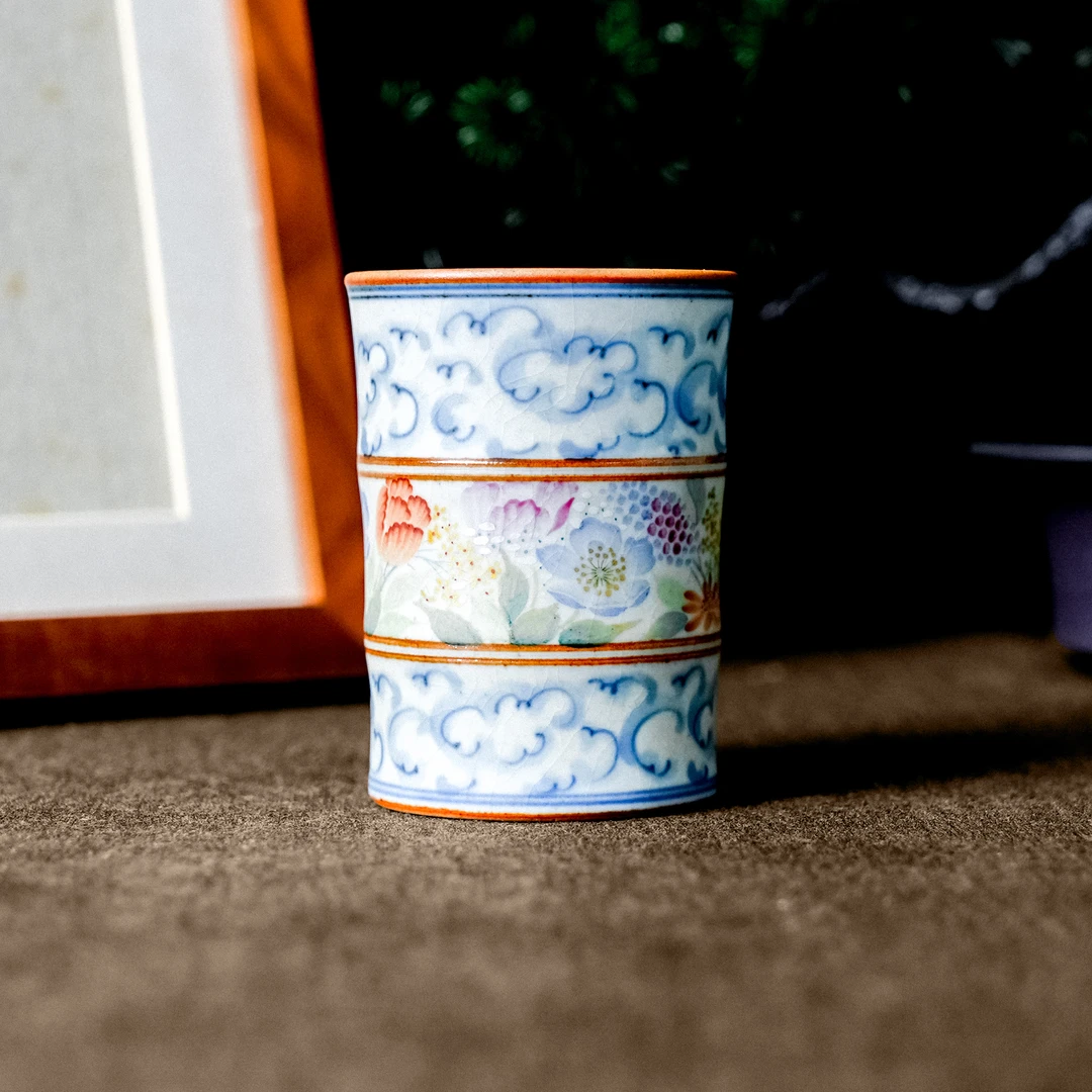 【朴云堂】万花祥云竹节杯  90ml（朴杯0375）