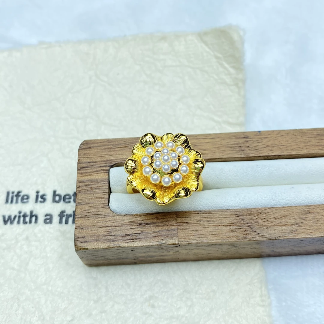 戒指 Z黄色大花珠珠开口戒指多样性发货44859