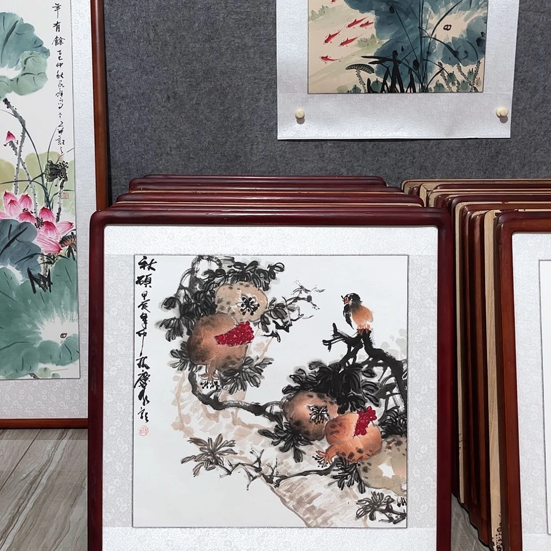 国画书画作品带框63×63