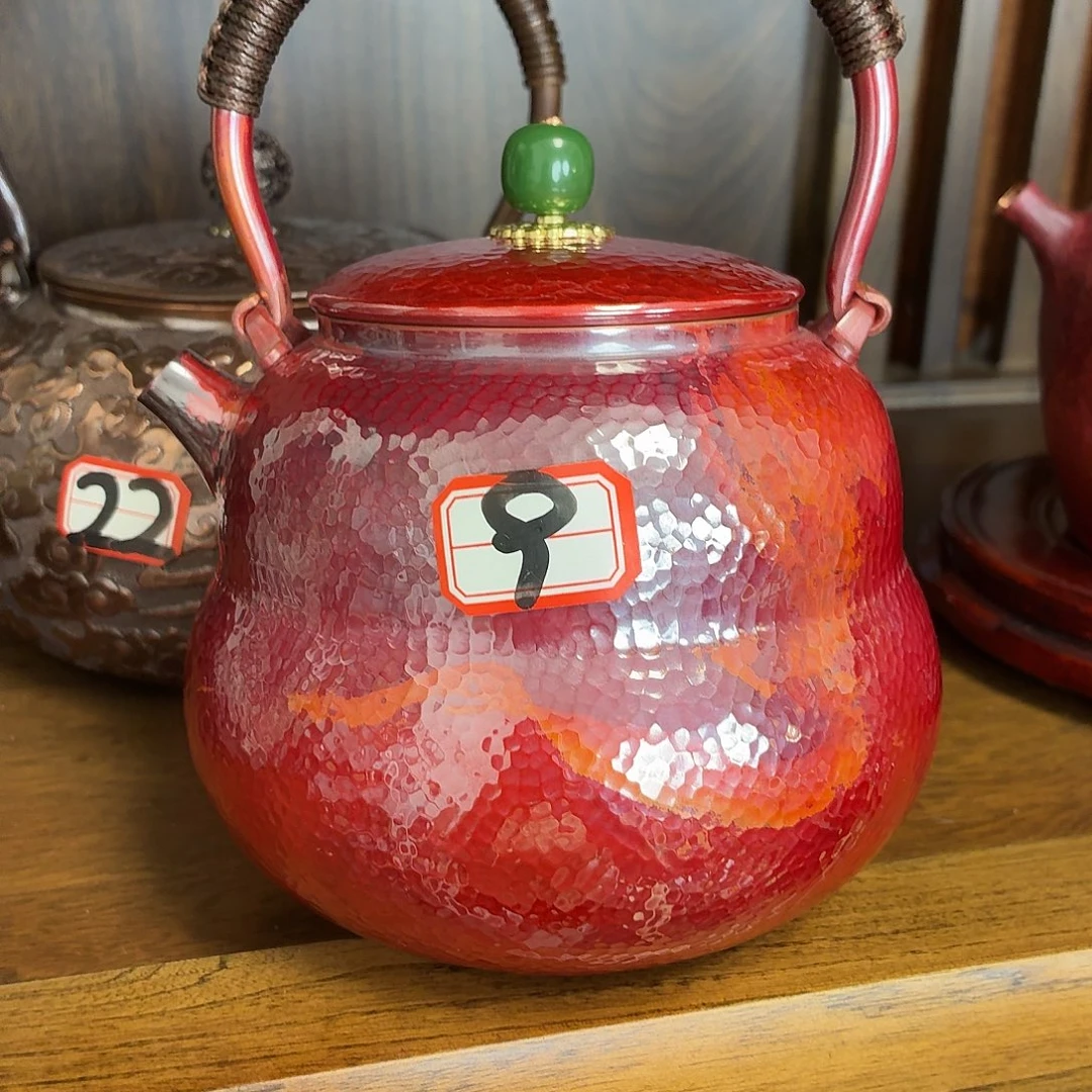 火烧红葫芦提梁一张打纯紫铜