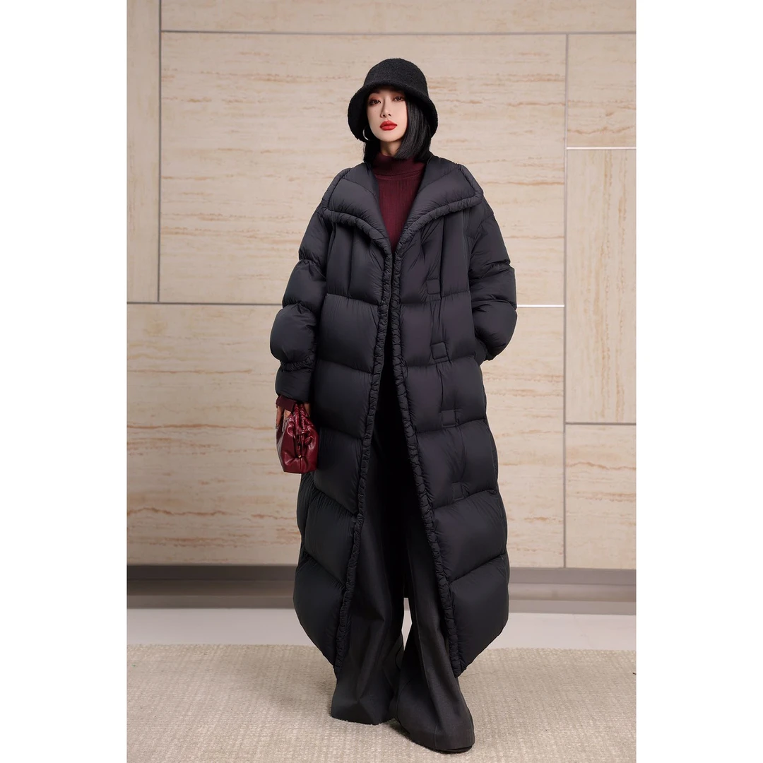 FEILIKA【山扶晚月】冬季新款大被子时尚90白鸭绒长款保暖羽绒服