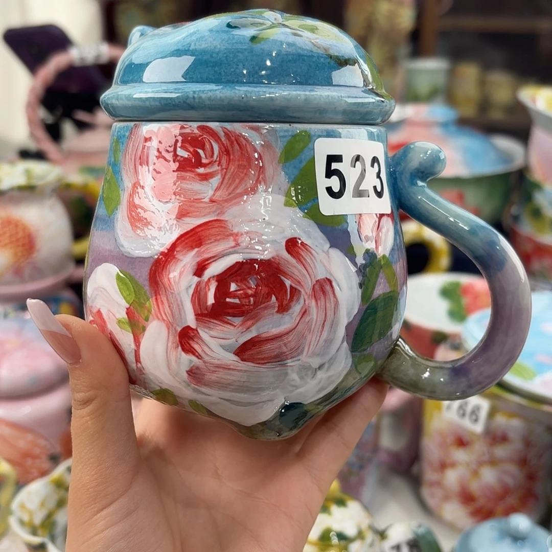 瓷片景德镇手绘高温釉下彩陶瓷茶具