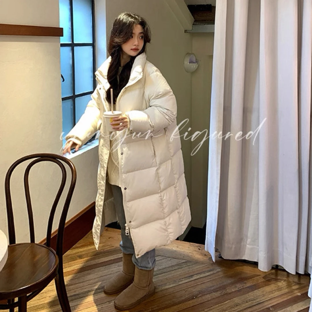 90白鸭绒冬季新品保暖立领加厚韩风显瘦中长款过膝羽绒服2388