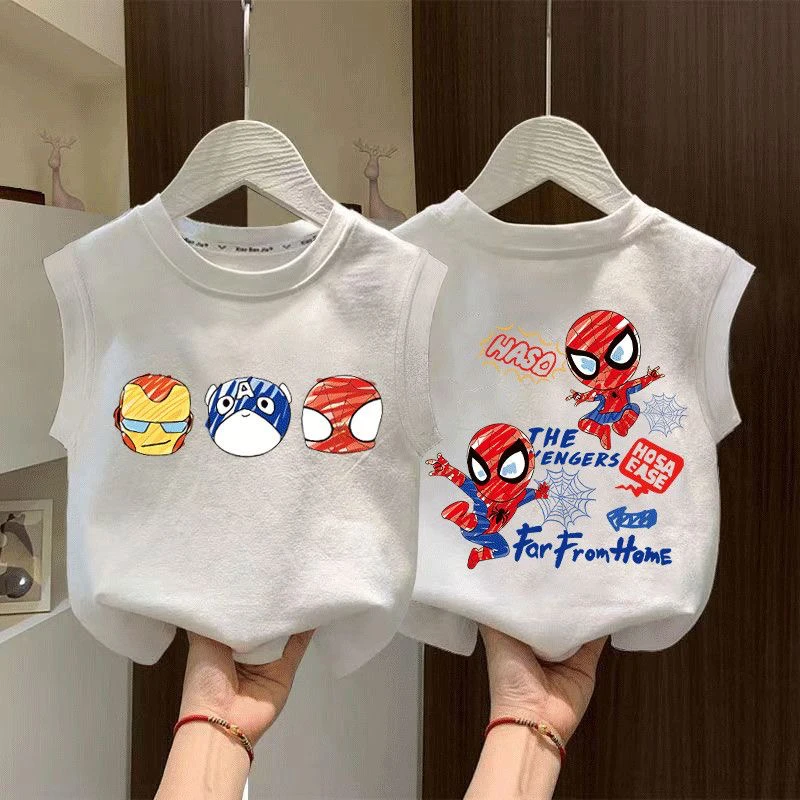 2025夏季新款男童蜘蛛侠纯棉坎肩背心帅气百搭外穿中大童薄款上衣