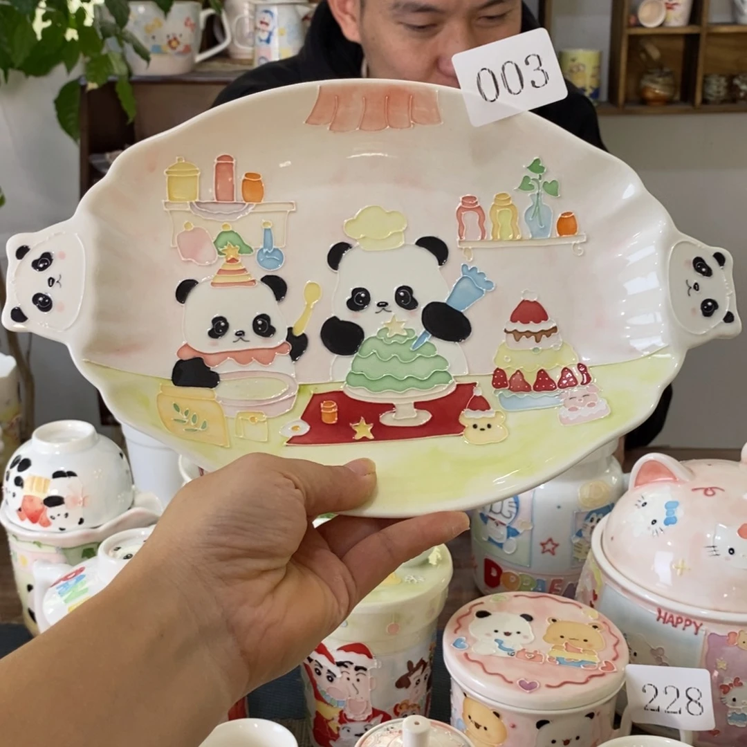 瓷片景德镇釉下彩手绘