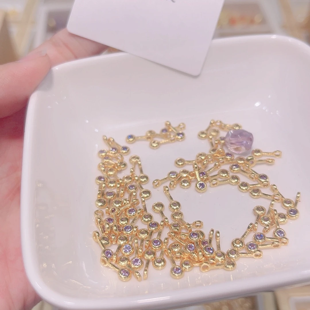 紫晶珠宝半成品银S925镀金镶嵌44