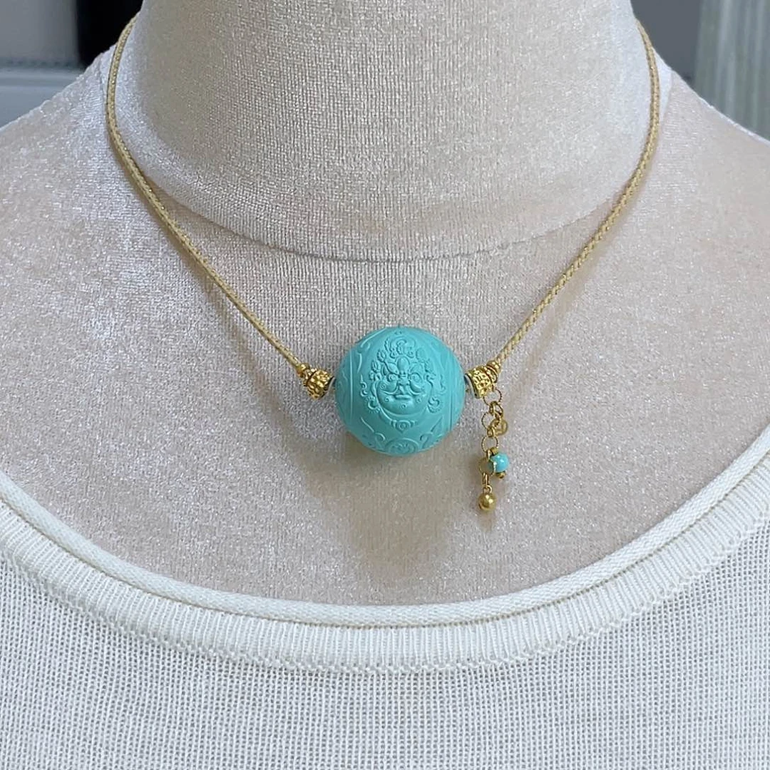 绿松石18K金镶嵌珠宝奇石25.5