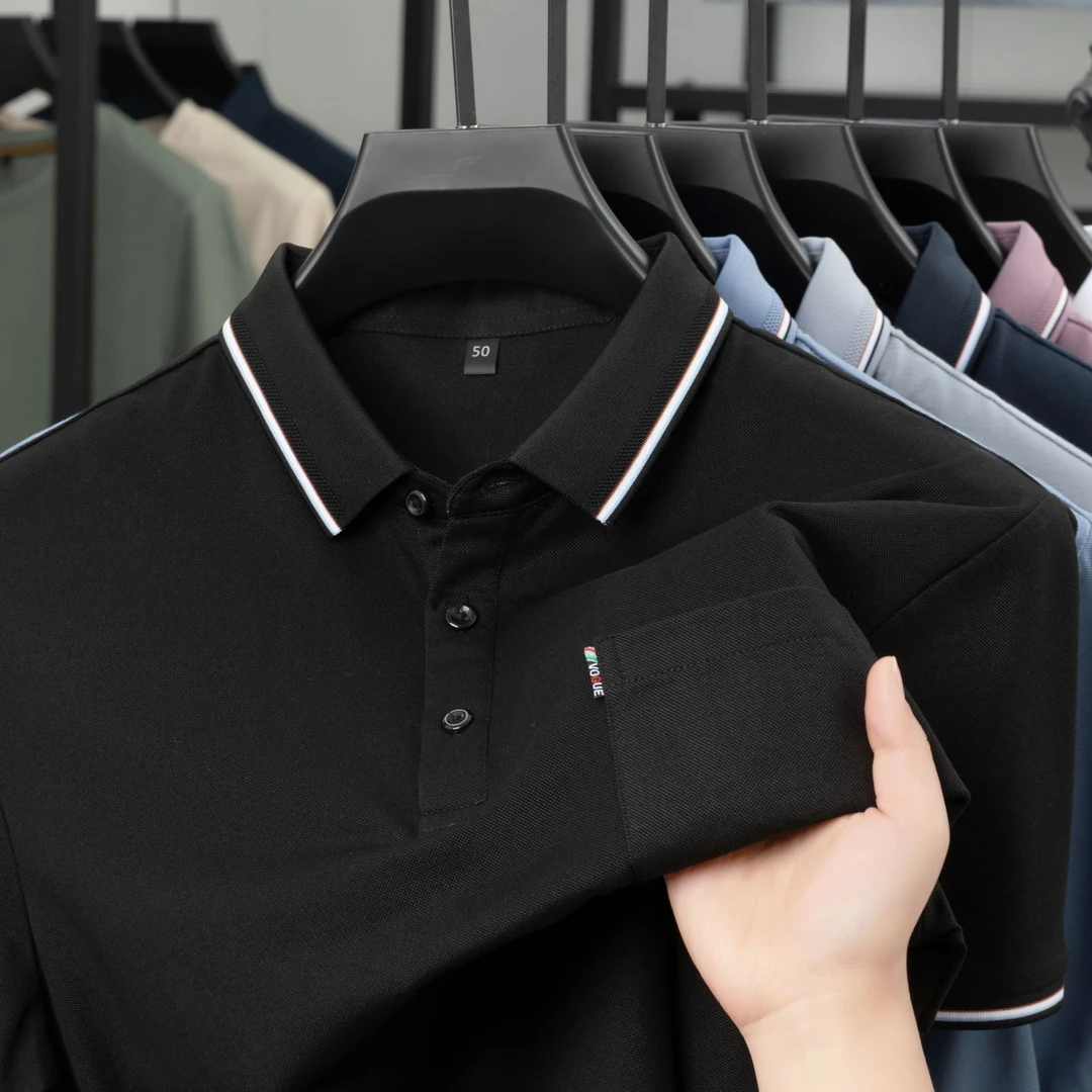 夏季冰爽棉短袖POLO衫男士翻领T恤商务休闲宽松中年爸爸装体恤衫