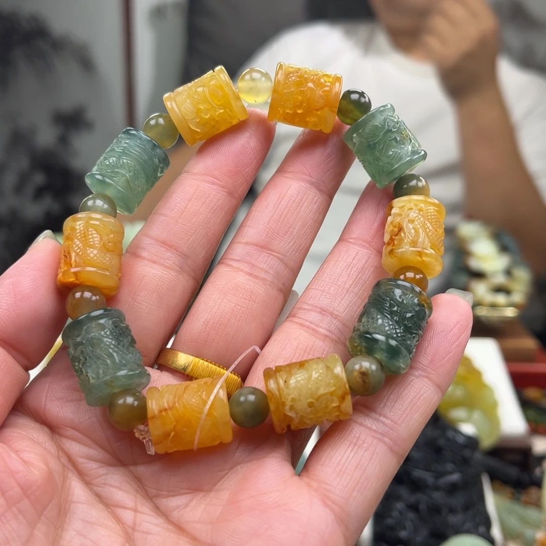 岫玉未镶嵌挂件手链