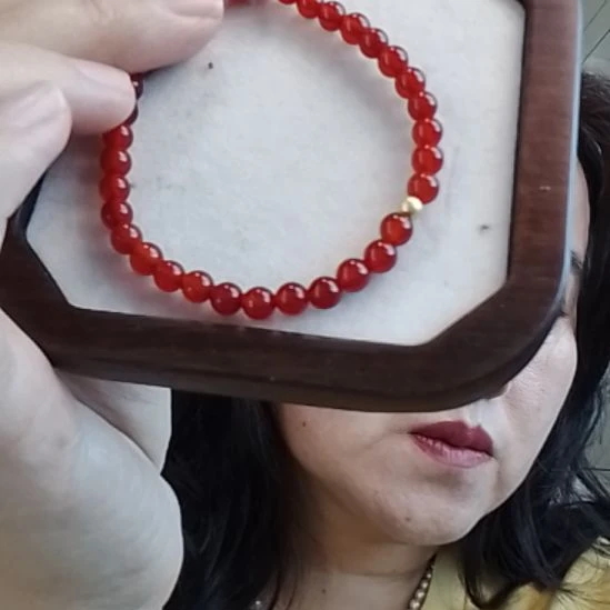 玛瑙/玉髓合金手链红玛瑙单圈手串