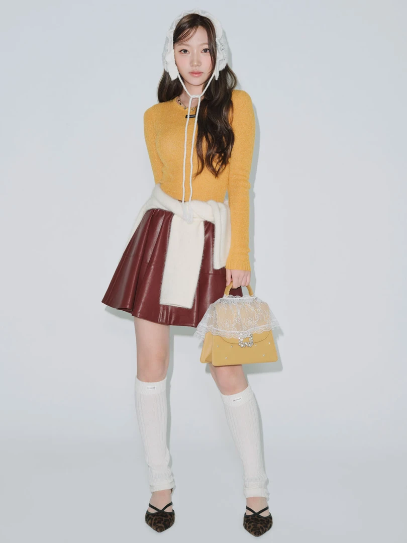 【MonTendre】秋冬新款 L 少女风高腰喇叭半裙百搭气质褶皱迷你短裙