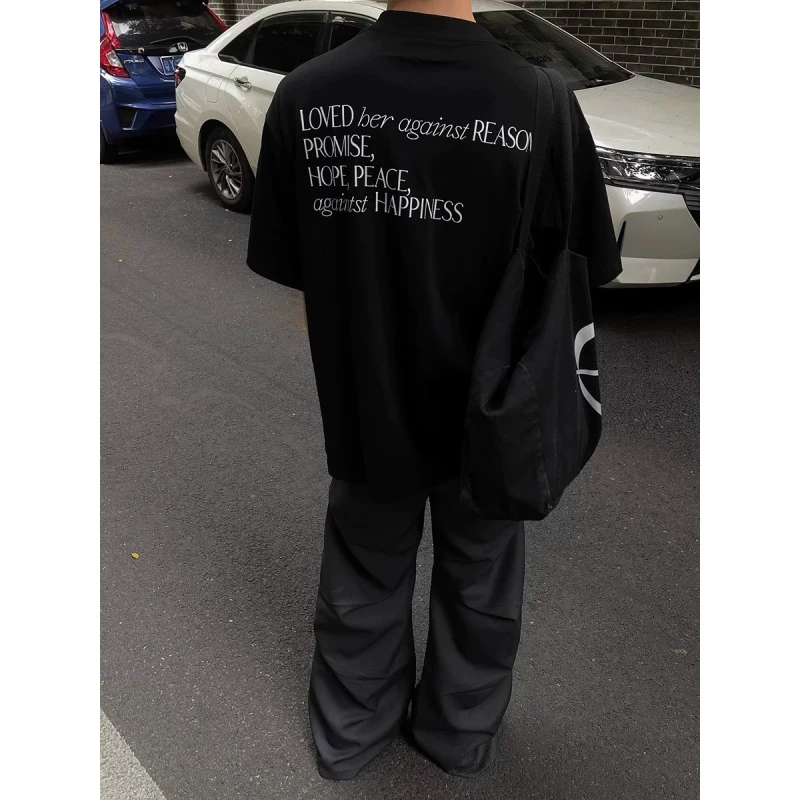 100%纯棉重磅趣味设计新款短袖T恤情侣夏季半袖港风宽松潮流学生