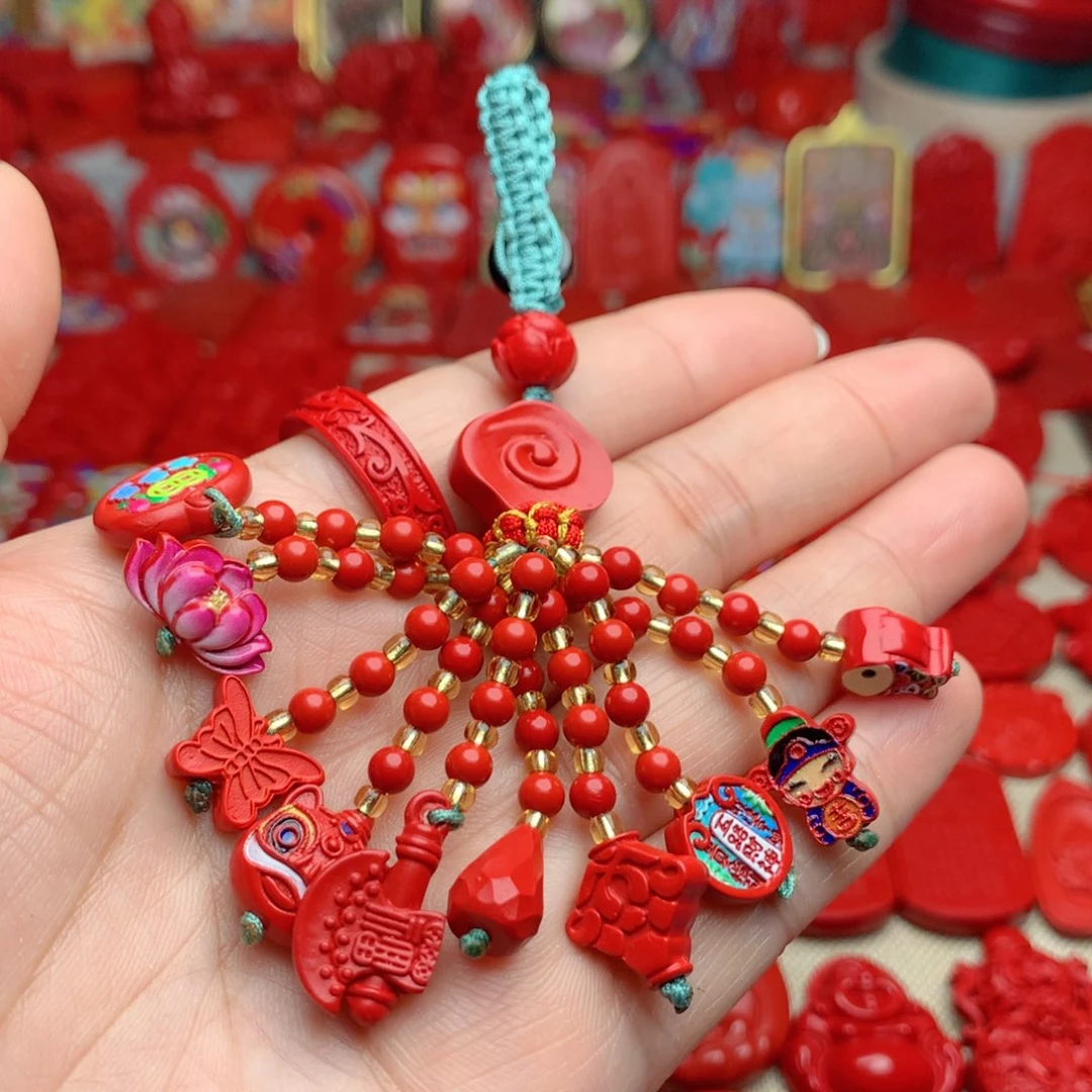 天然辰砂工艺品朱砂钥匙扣