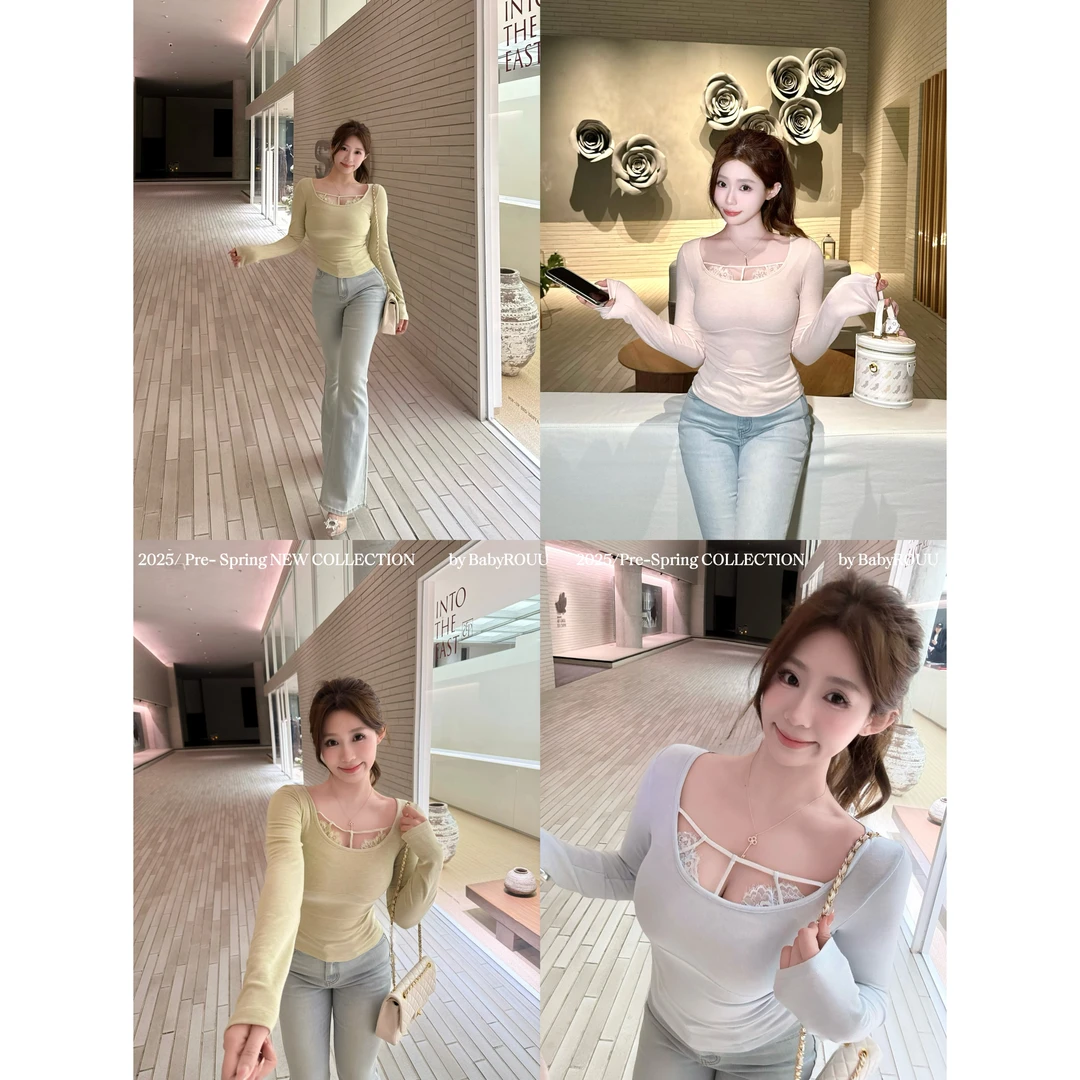 【一抹春色】温与柔今年敲火的蕾丝花边设计敲纯欲上衣