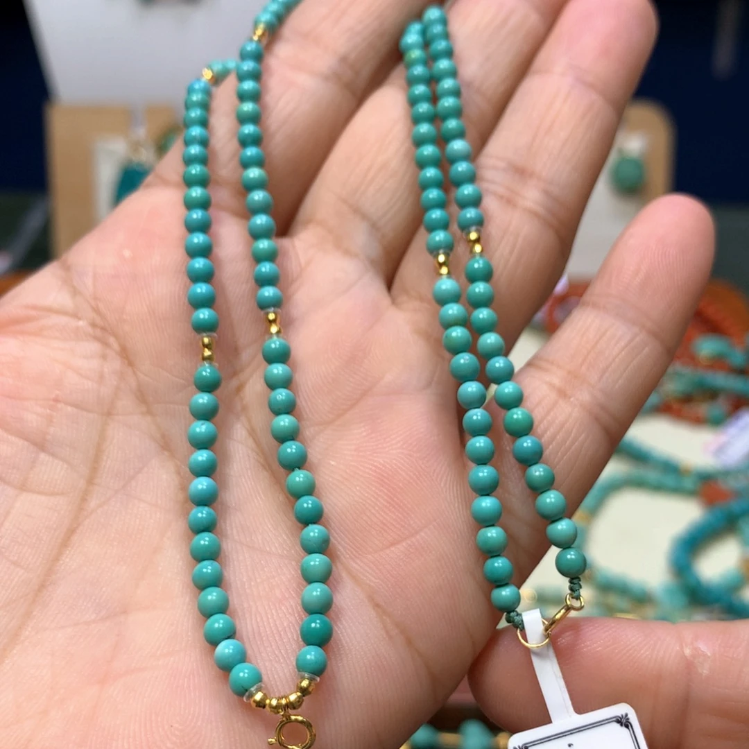 绿松石18K金镶嵌万能链3.5mm