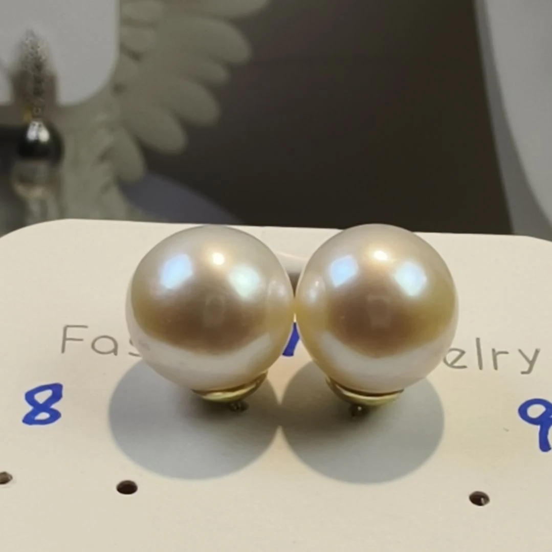 淡水珍珠银S925镶嵌耳饰