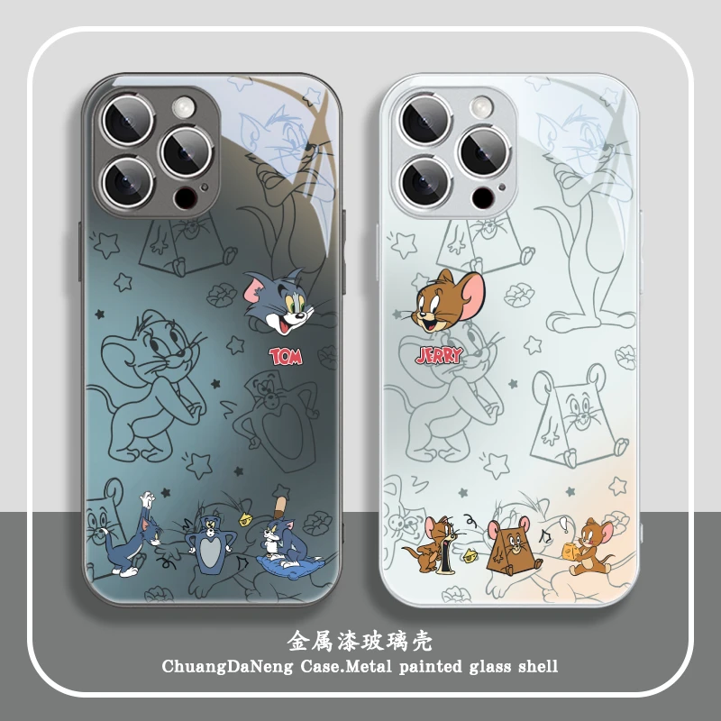 适用苹果17/华为/小米/vivo/oppo猫和老鼠汤姆杰瑞简约创意手机壳
