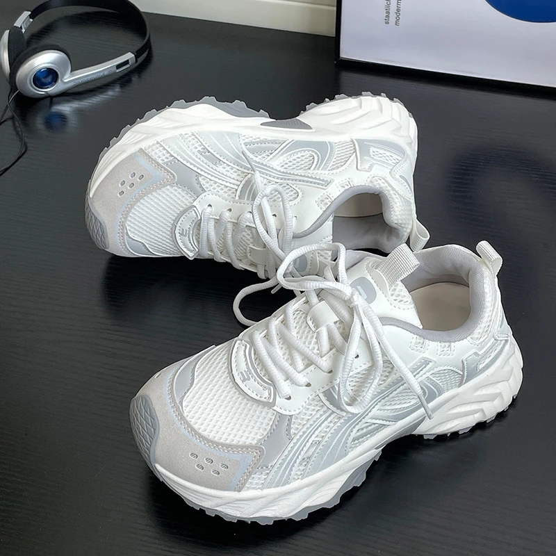 网面厚底老爹鞋女2025夏新款透气潮流网红韩版潮鞋跑步百搭休闲鞋