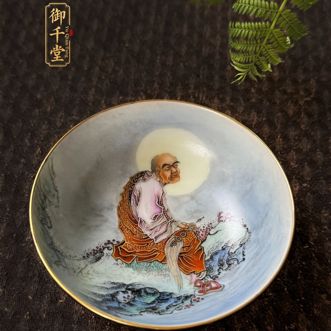 景德镇高端茶器手绘陶瓷茶具好物釉上罗汉陶瓷品茗杯单杯