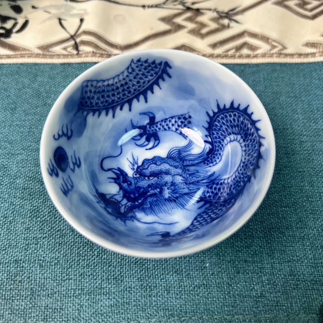 手工手绘青花龙纹主人杯茶器