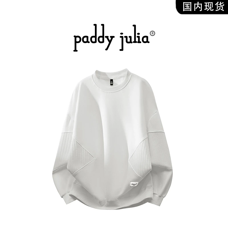 Paddy julia美式提花卫衣男士春秋季时尚宽松休闲圆领长袖上衣服