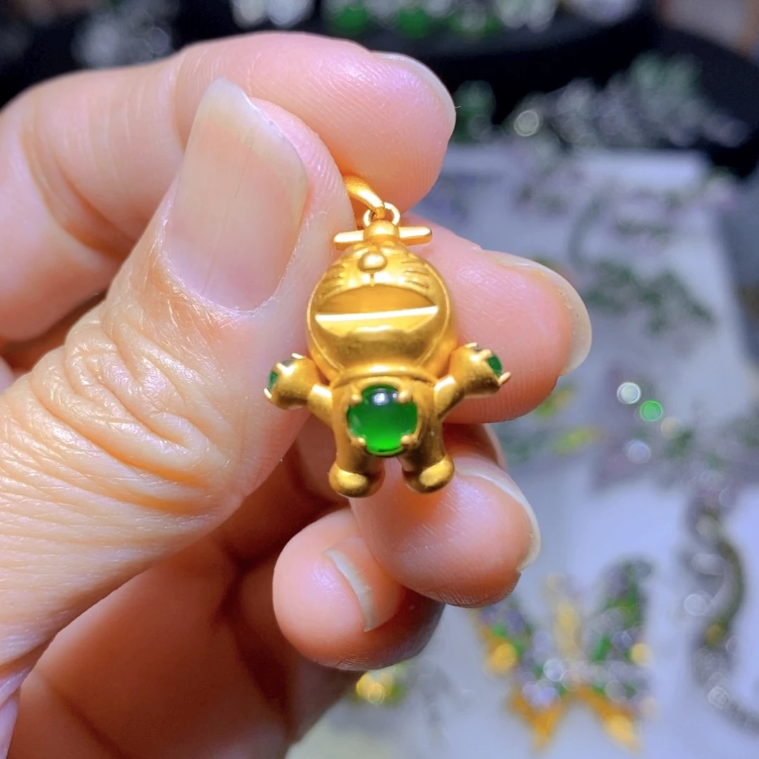 翡翠颈饰银S925镶嵌天然翡翠