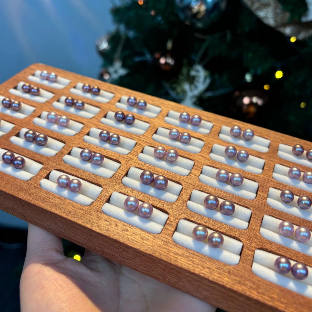 【小青鸾耳钉】S925银淡水紫珠正圆耳钉7mm左右多样性发货只发1对