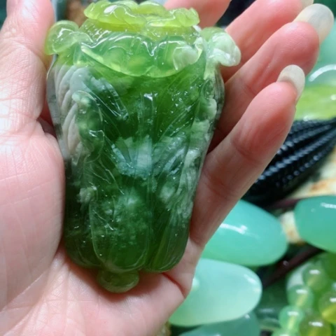 未镶嵌蛇纹石玉手把件