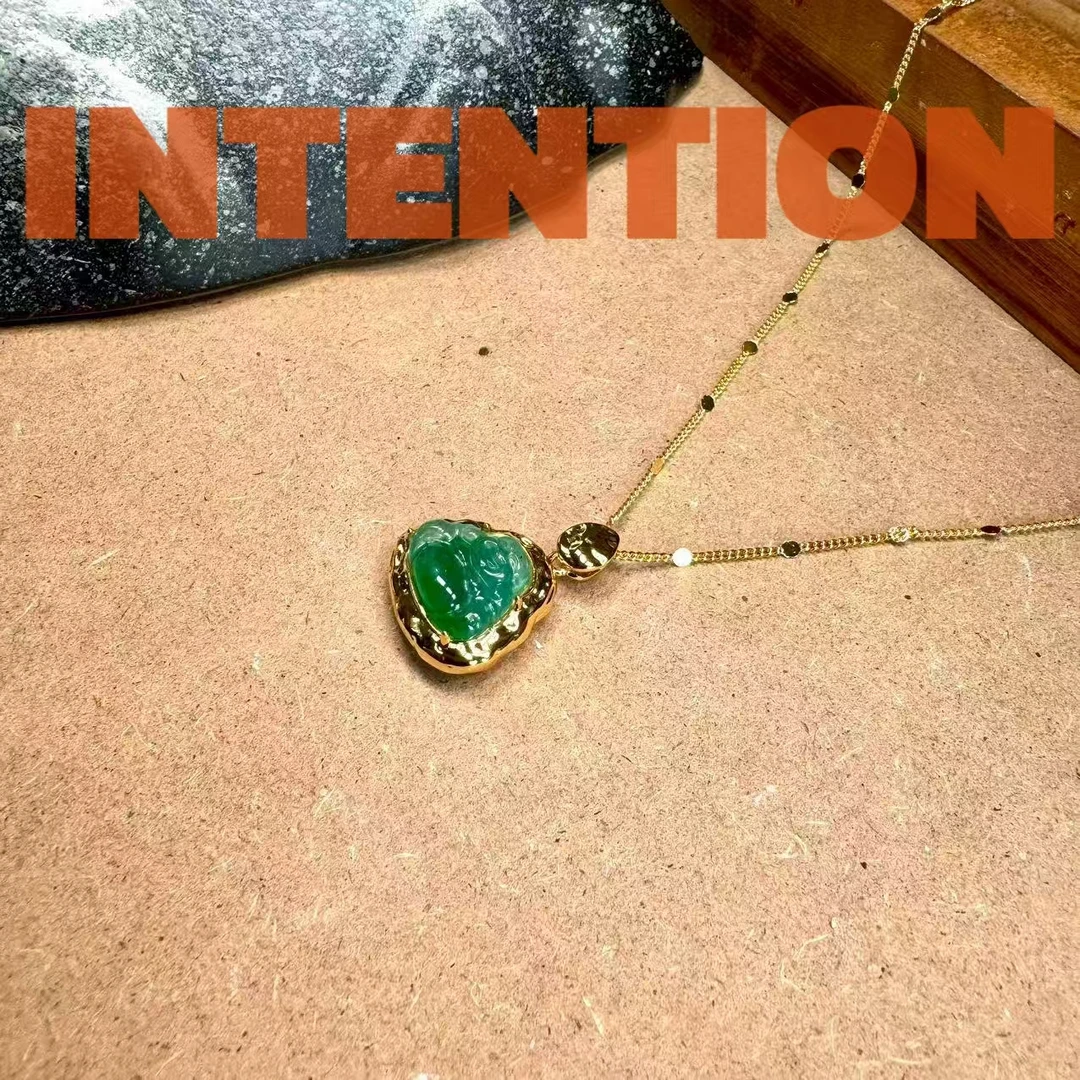 吊坠 正品INTENTION 满绿翠色佛公吊坠AE1124