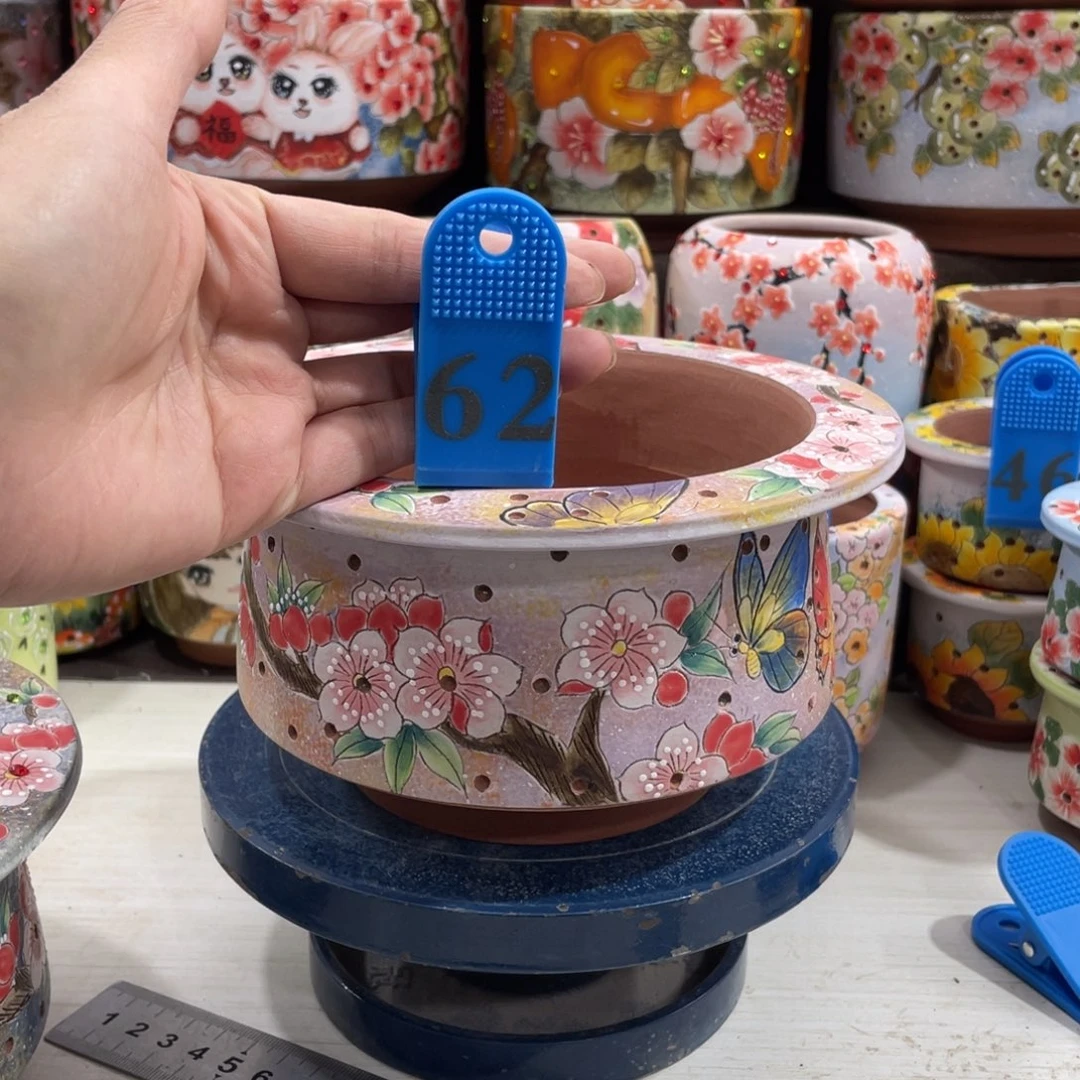 红陶多肉花盆蝴蝶