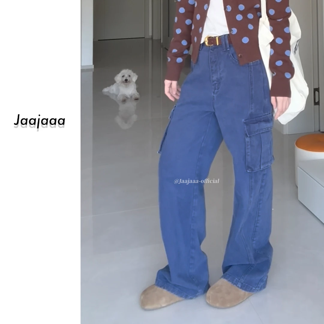 Jaajaaa秋风裁梦  秋季小众直筒宽松工装百搭水洗牛仔牛仔裤/ABC