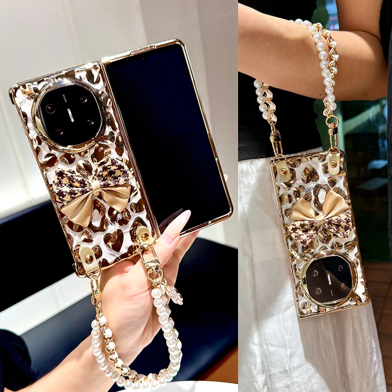 适用华为matex5手机壳折叠屏新款x6典藏版x3创意时尚电镀豹纹女款