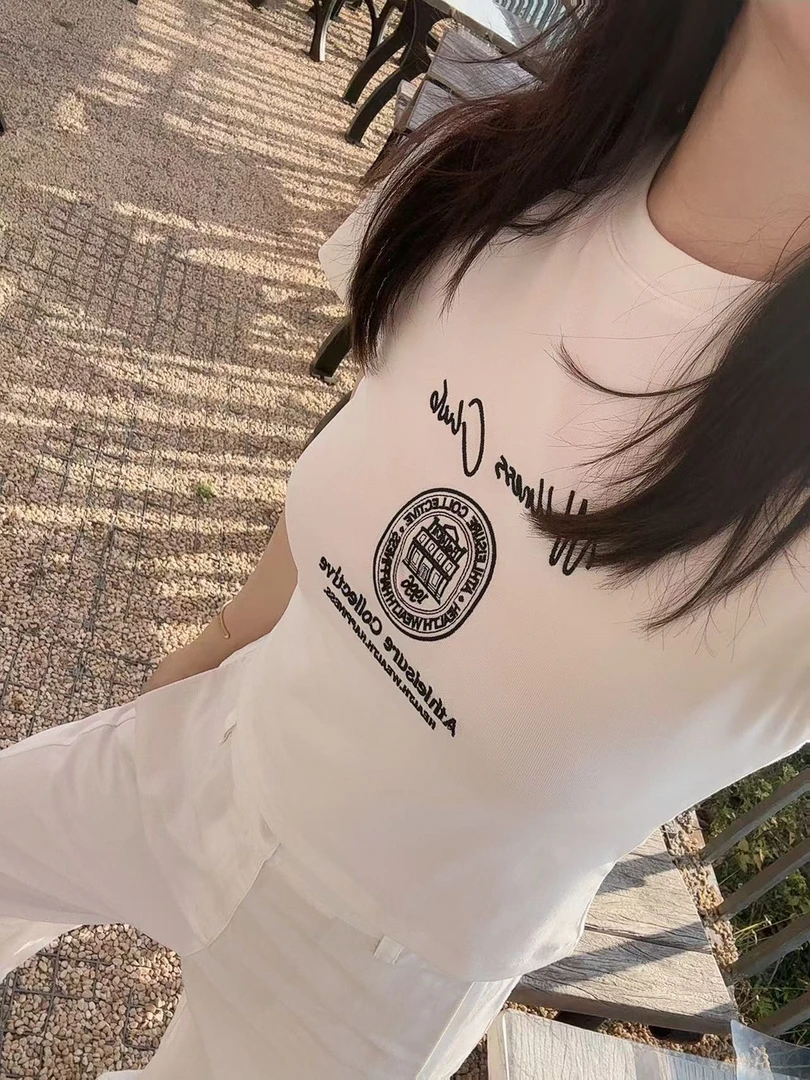 美式老钱圆领小众品牌短袖T恤显瘦百搭时尚气质I5892