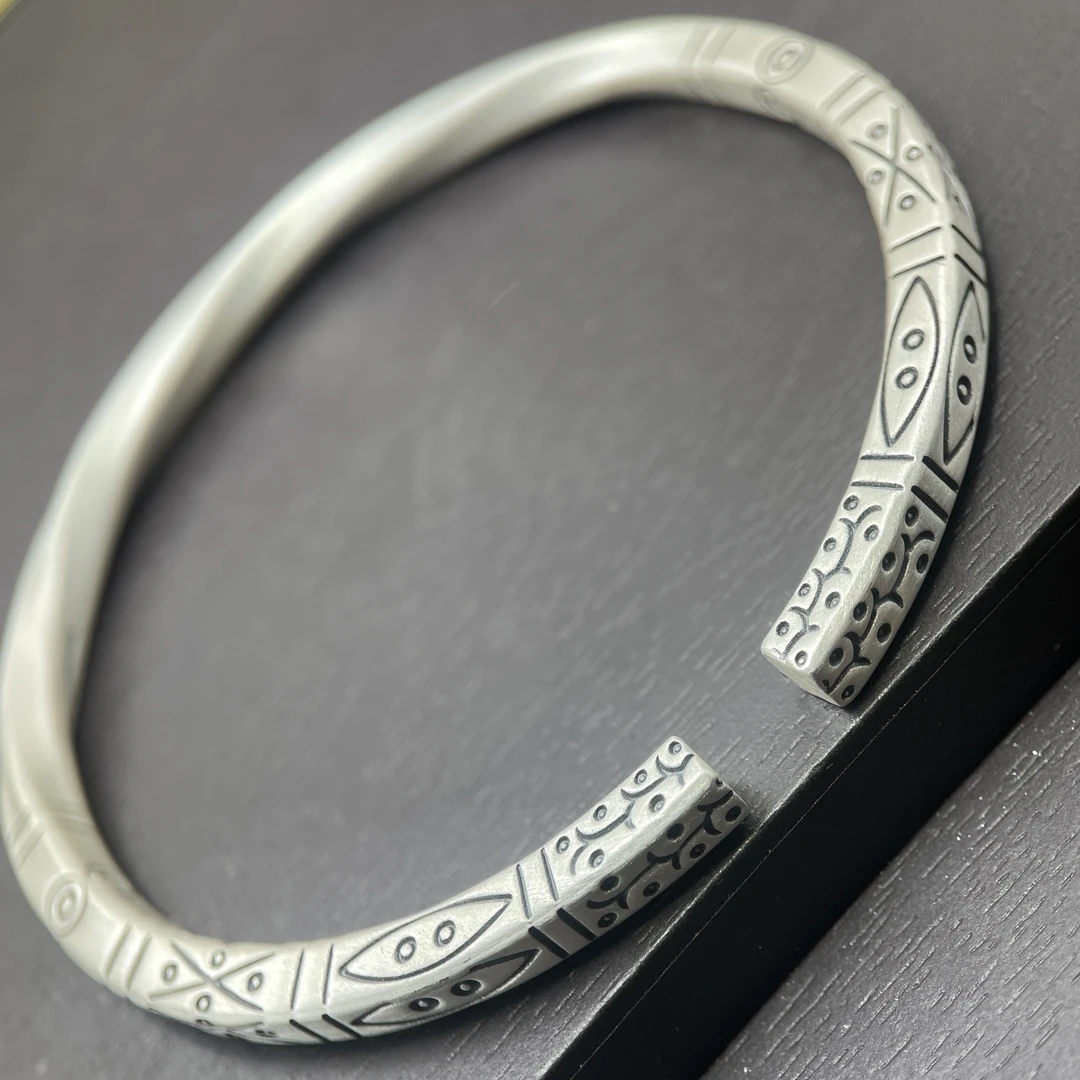 足银手镯 185号足银999.9复古民族风莫比乌斯哑光可调节约32克